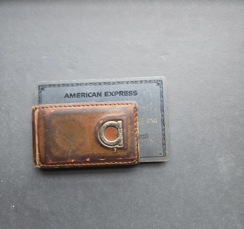 Salvatore Ferragamo Brown Leather Money Clip Wallet
